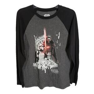 Star Wars Mens T Shirt Sz Small The Force Awakens Graphic Long Sleeve Crew Neck
